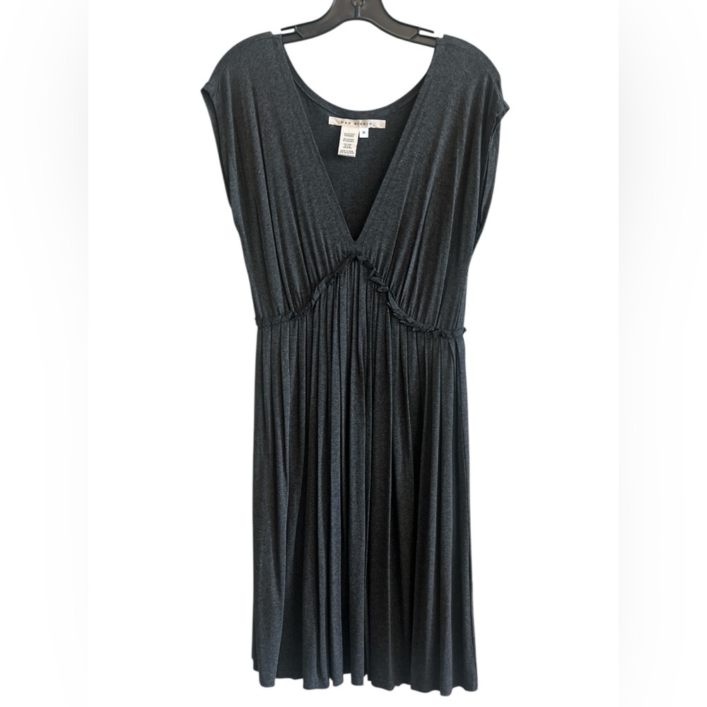 Max Studio Dark Gray Sleeveless Pleated Dress Empire Waist Size Medium